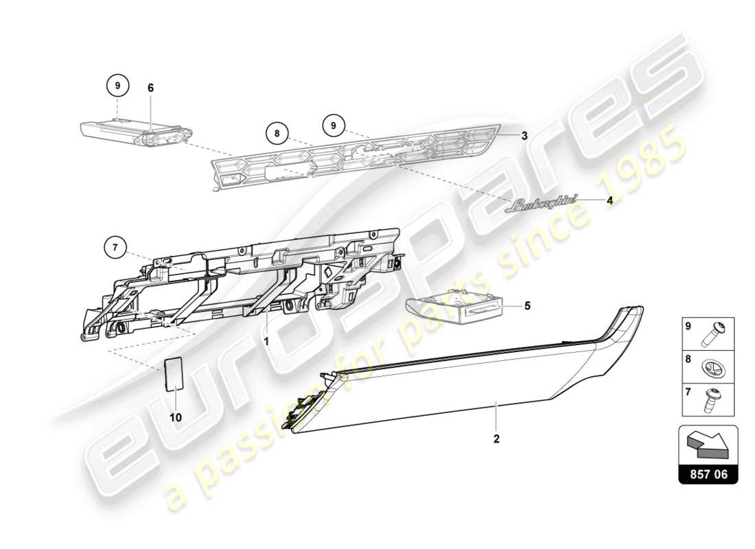 lamborghini tecnica (2024) glove box part diagram