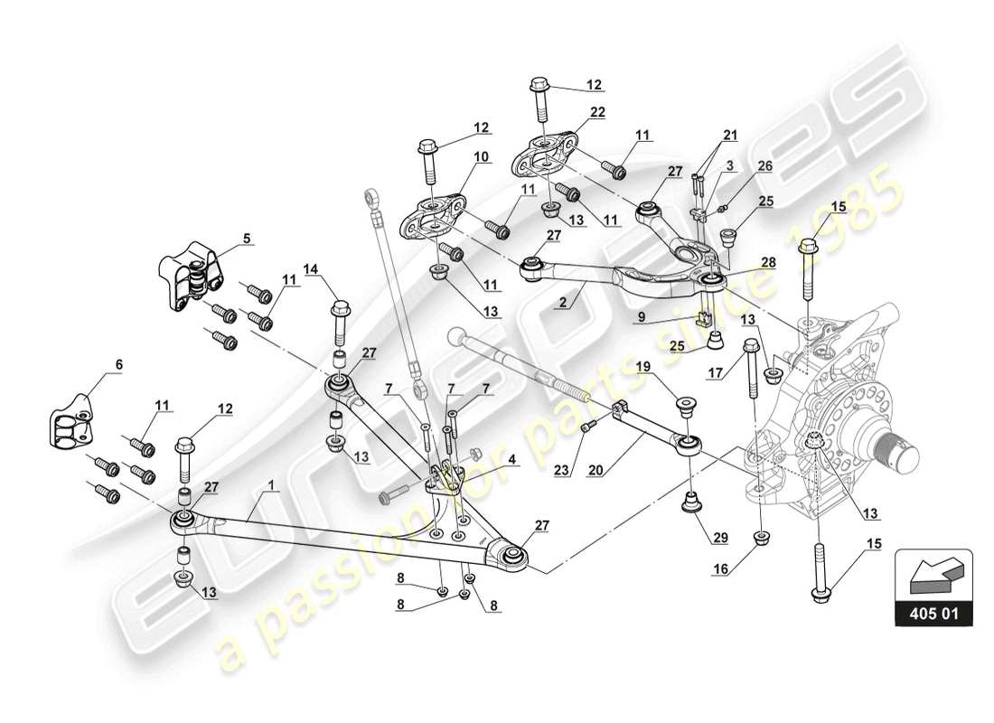 lamborghini gt3 (2017) front suspension arms part diagram