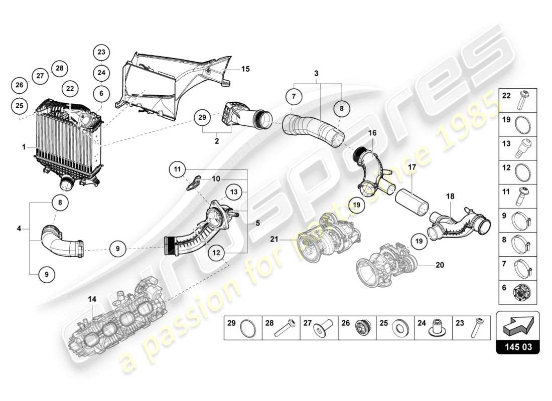 lamborghini urus (2022) charge air cooler left part diagram