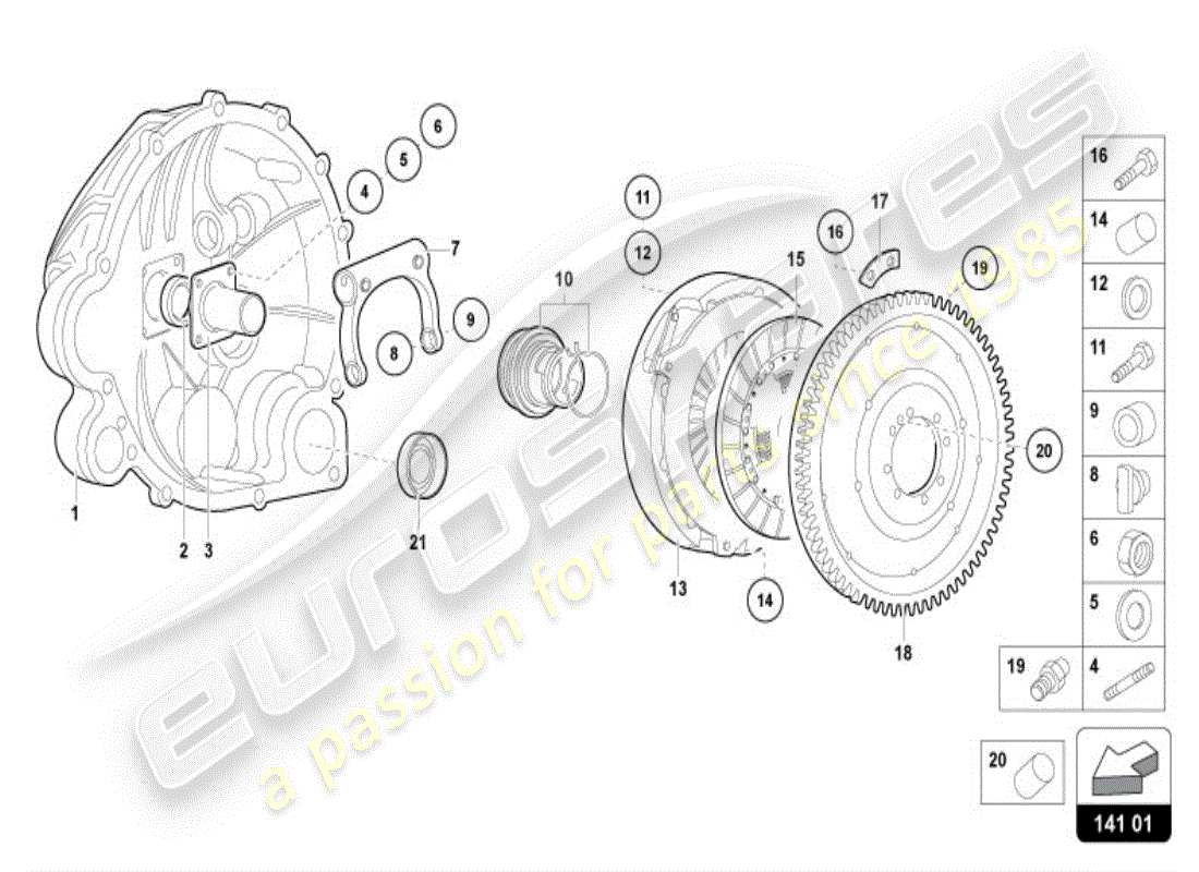 lamborghini diablo vt (1995) flywheel with clutch part diagram