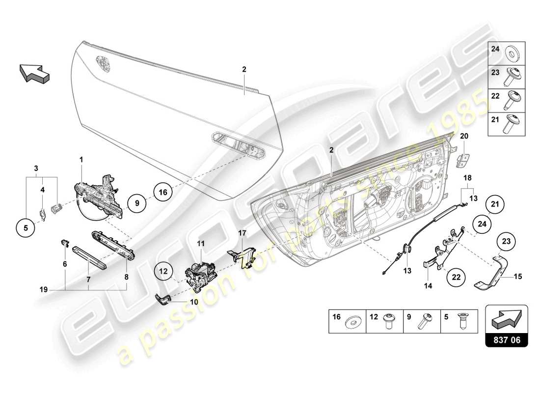 lamborghini sto (2021) door handle, inner part diagram