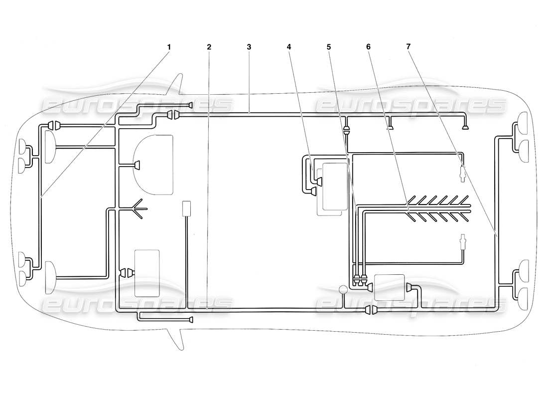 lamborghini diablo sv (1997) electrical system (valid for rh d. - march 1997) part diagram