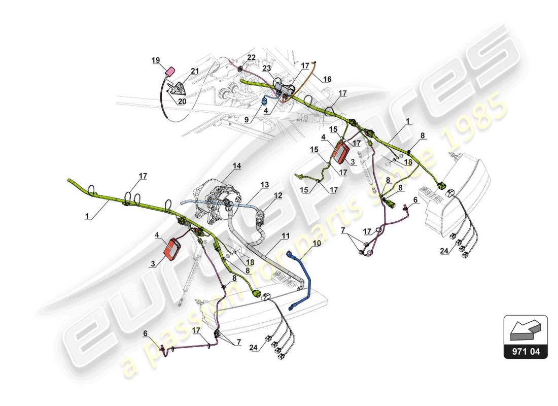 lamborghini gt3 evo (2018) electrics rear end part diagram