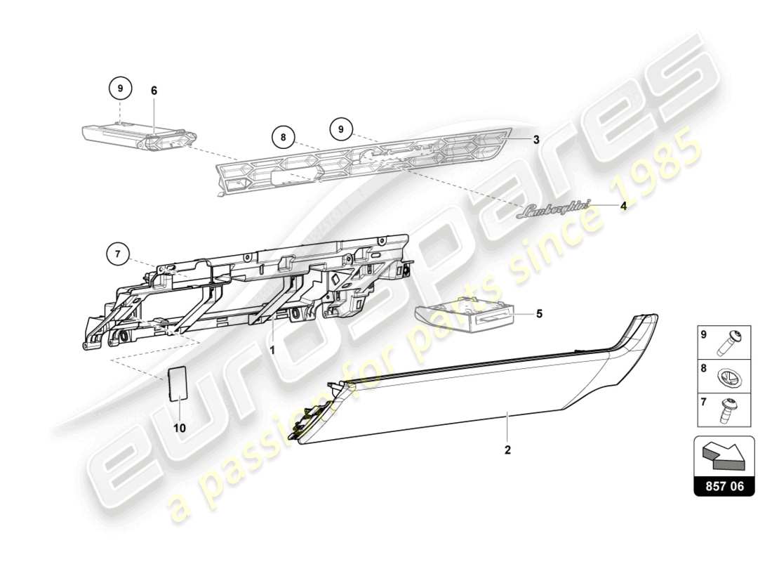 lamborghini sto (2023) glove box part diagram