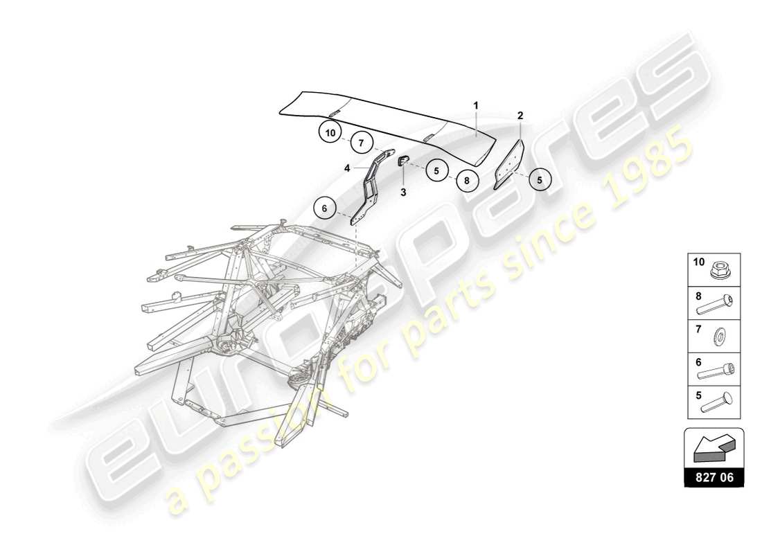 lamborghini super trofeo evo (2018) rear wing assembly part diagram