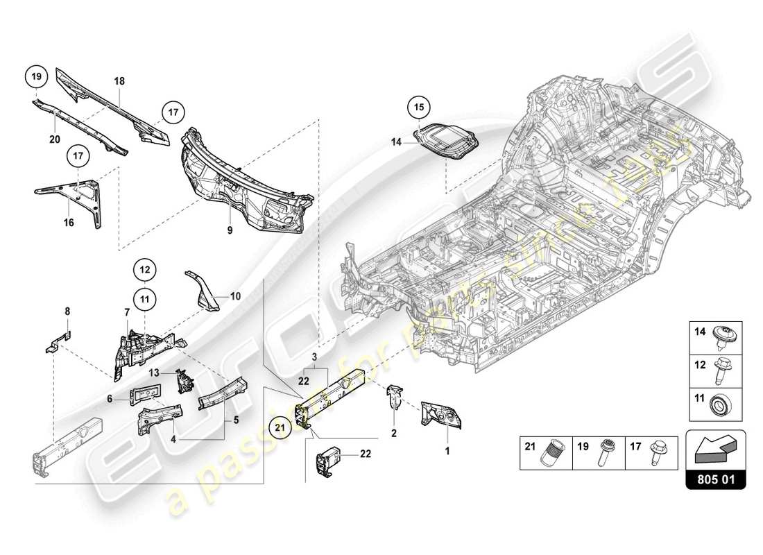 lamborghini urus (2019) underbody front part diagram