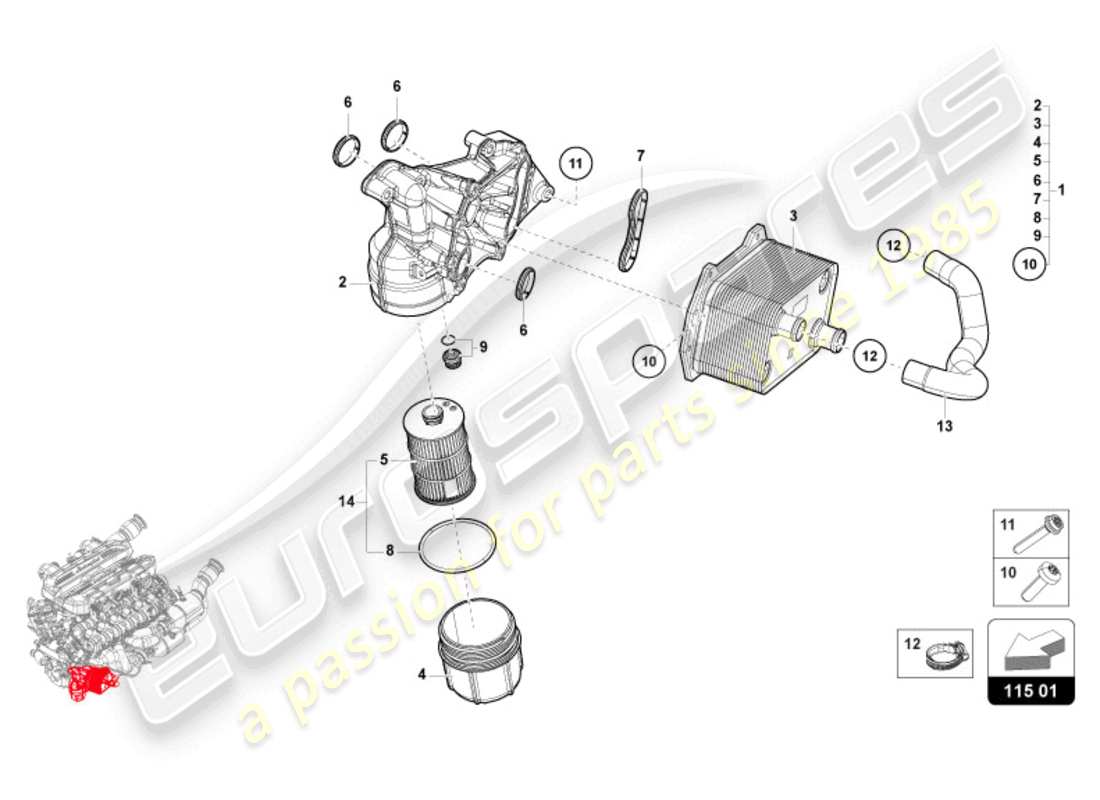 lamborghini revuelto coupe (2024) oil filter element part diagram