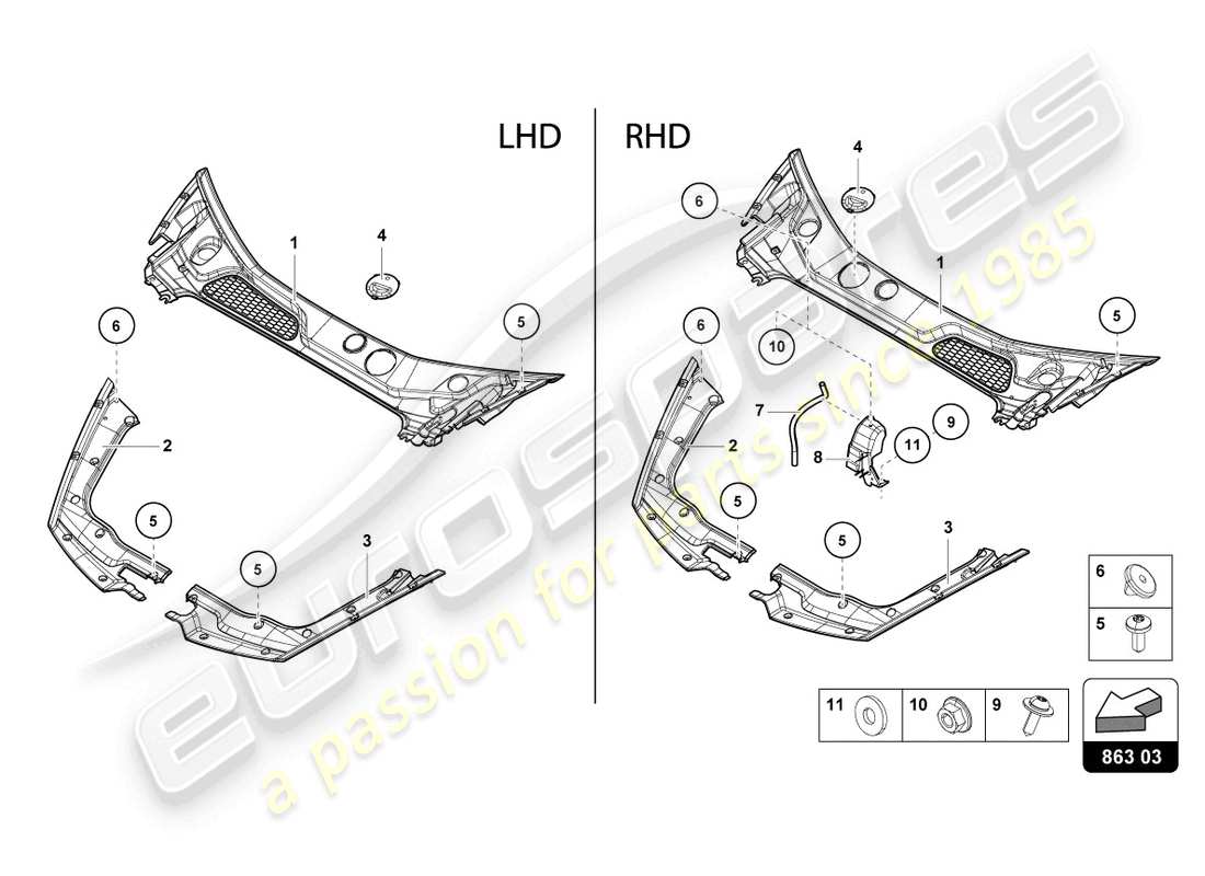 lamborghini tecnica (2024) front end cover part diagram