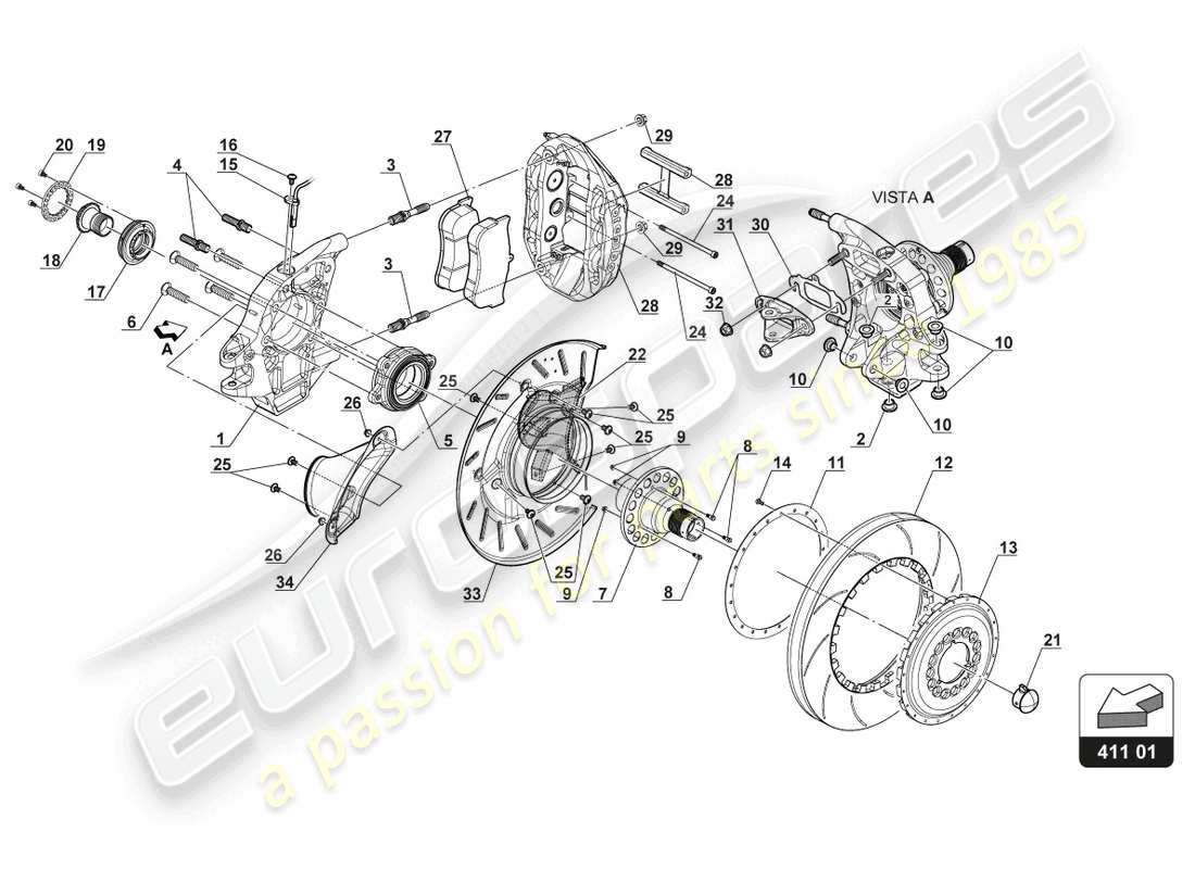 lamborghini gt3 evo (2018) brake disc front part diagram