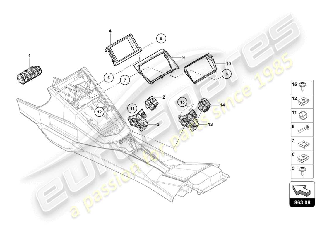 lamborghini ultimae (2022) switch unit part diagram