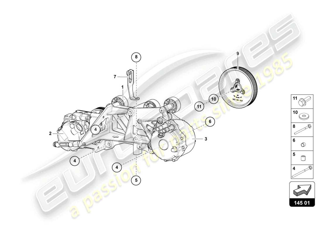 lamborghini ultimae (2022) v-belt pulley part diagram