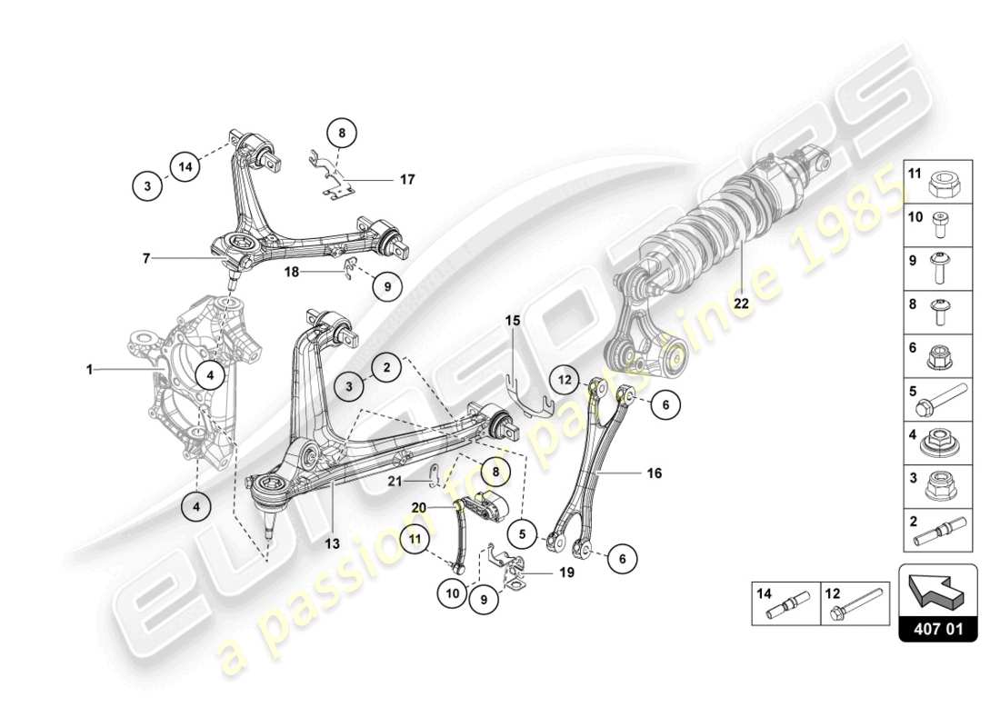 lamborghini ultimae (2022) suspension front part diagram