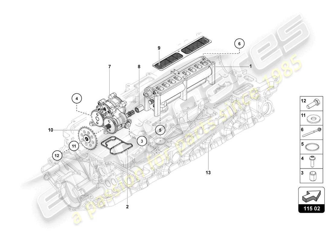 lamborghini ultimae (2022) oil pump part diagram