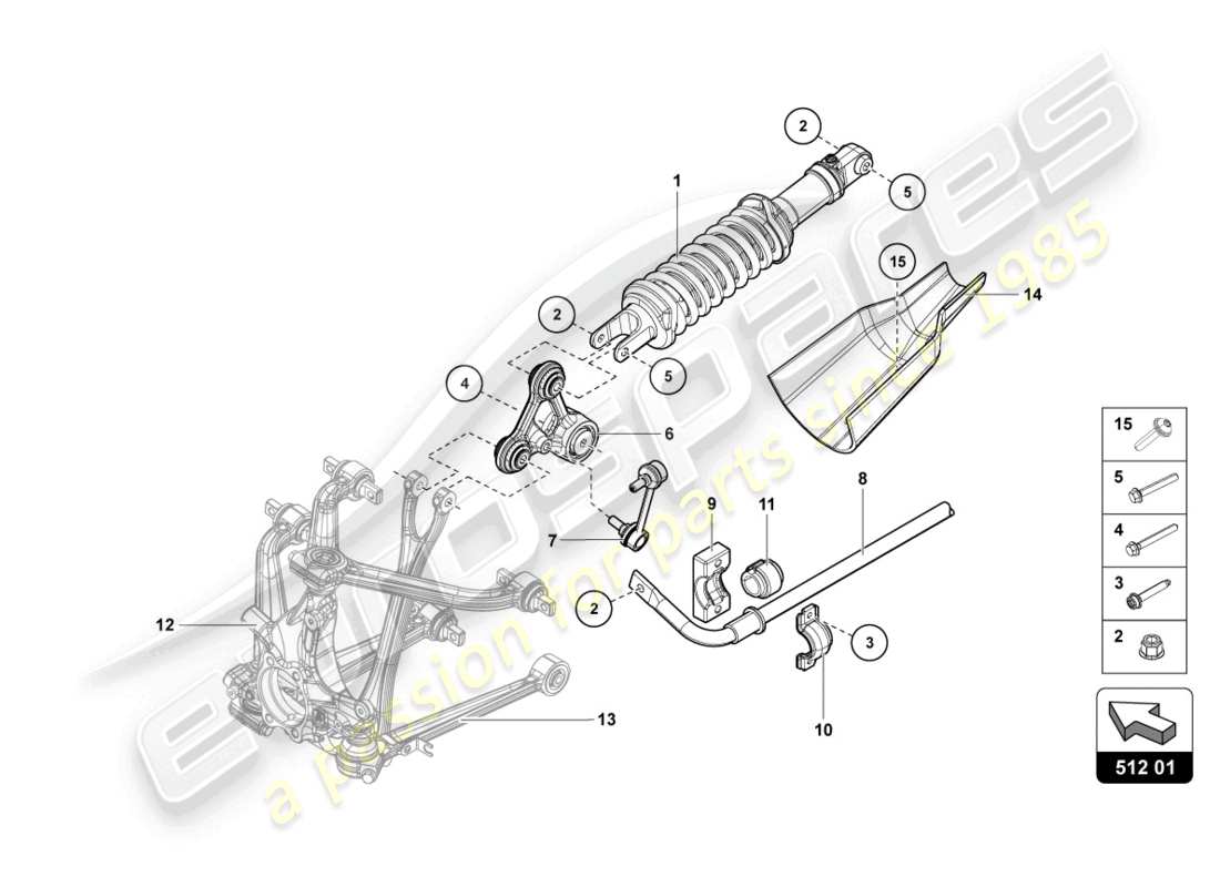 lamborghini ultimae (2022) shock absorbers rear part diagram