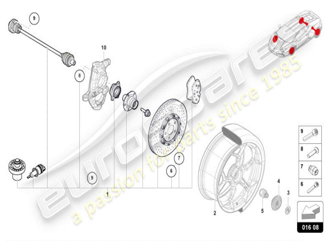 lamborghini huracan tecnica (accessories) wheel nut part diagram