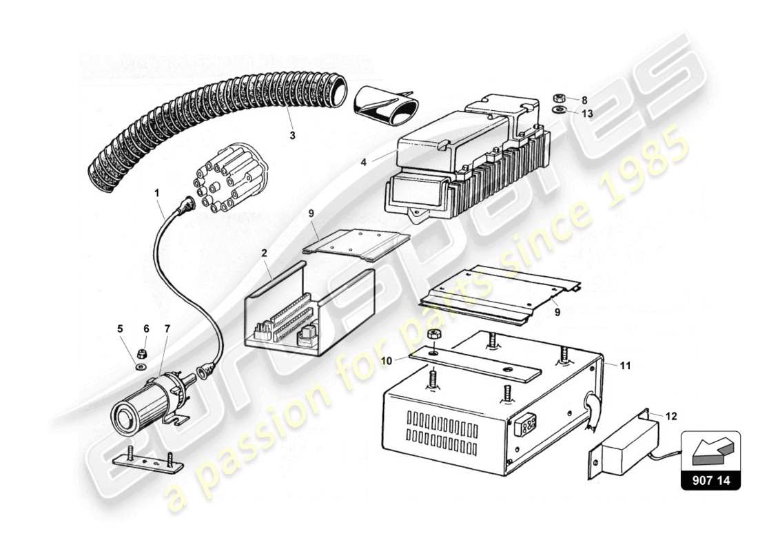 a part diagram from the lamborghini countach 25th anniversary (1989) parts catalogue