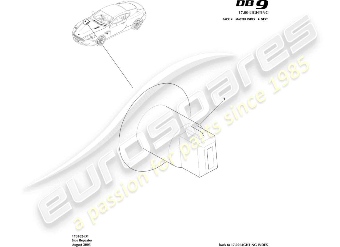 aston martin db9 (2012) side repeaters part diagram