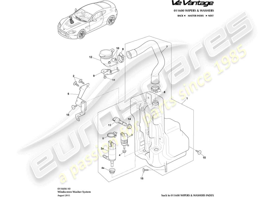 aston martin v12 vantage (2012) washer bottle part diagram