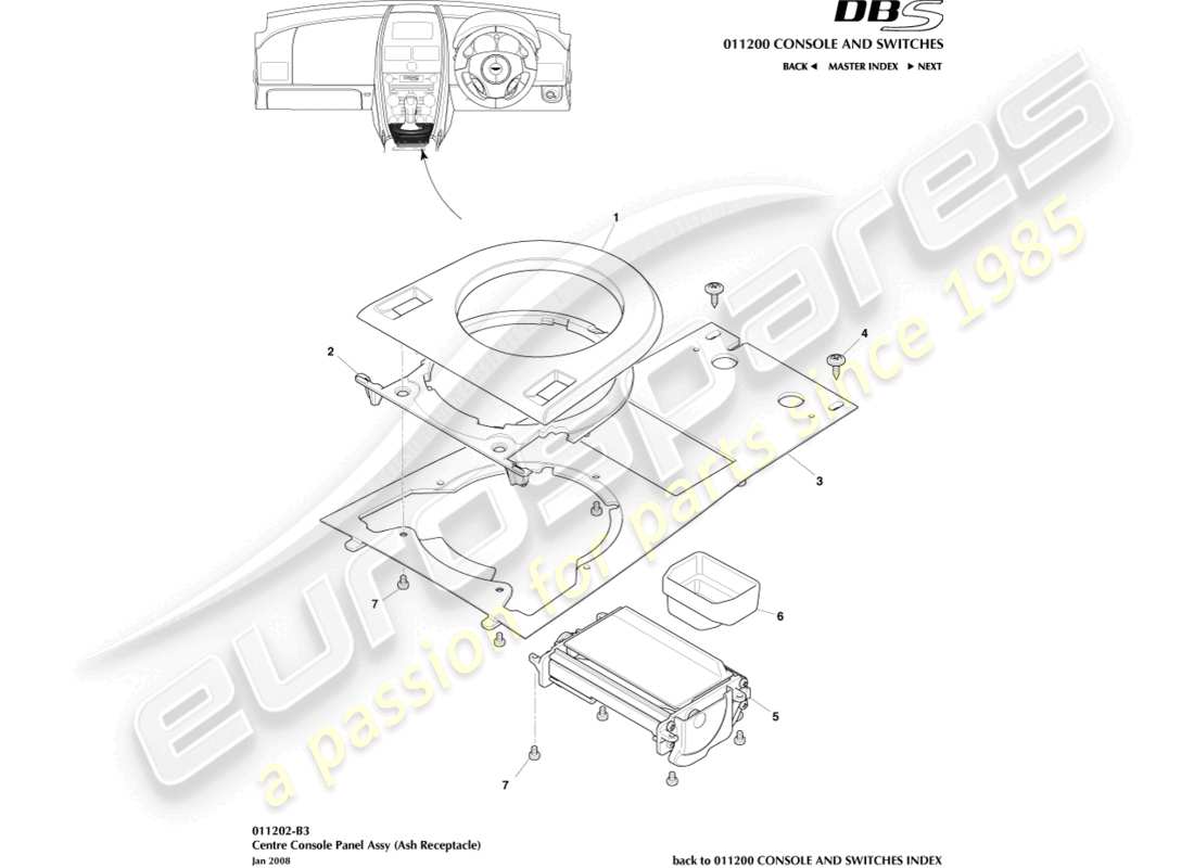 a part diagram from the aston martin dbs (2011) parts catalogue