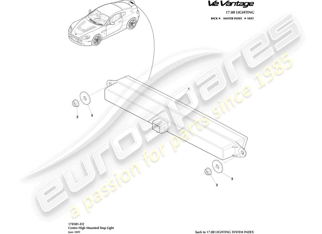 aston martin v12 vantage (2012) high mounted stop light part diagram