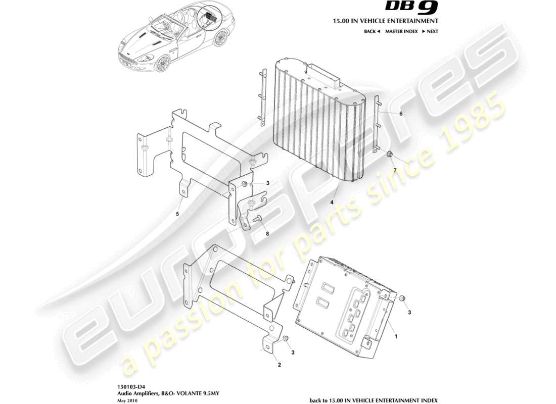 aston martin db9 (2007) premium amplifiers, volante parts diagram