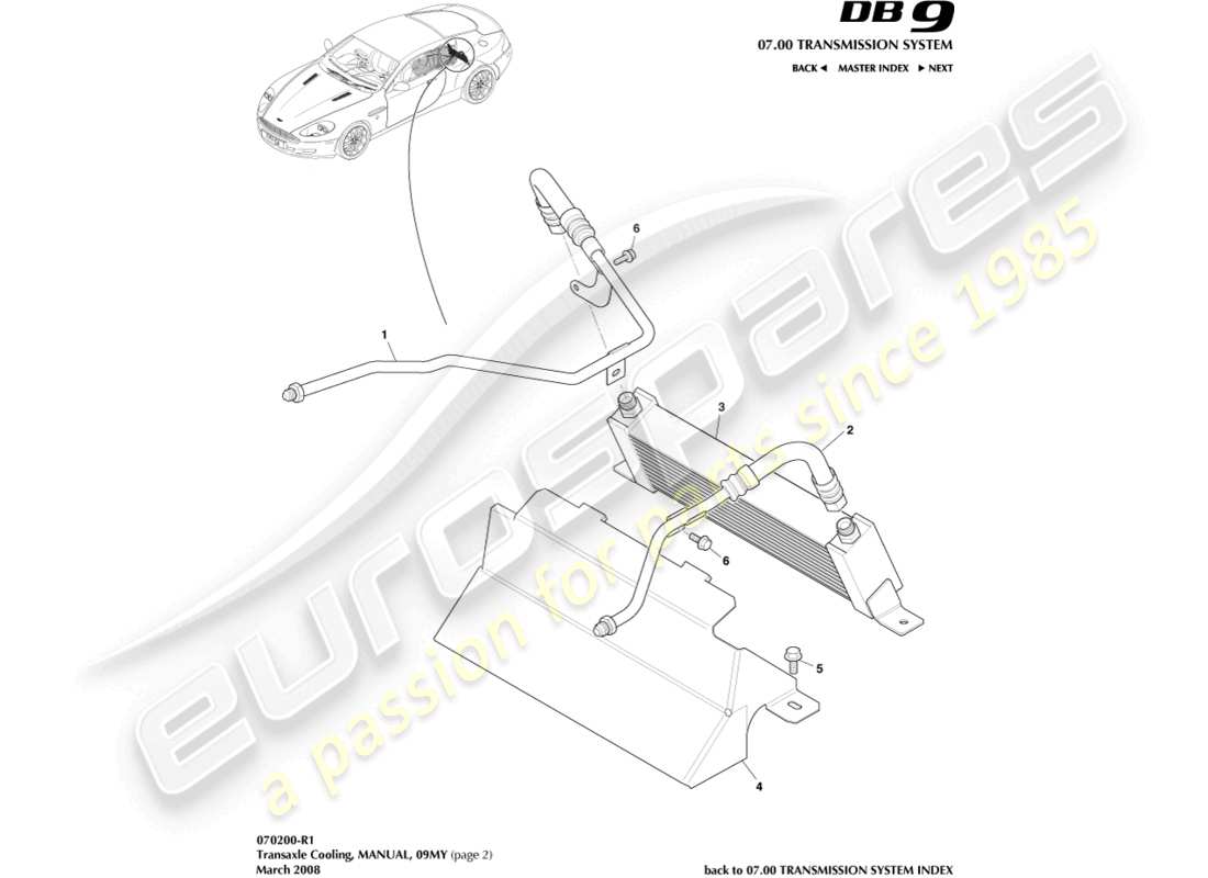 aston martin db9 (2012) transaxle cooling, manual, 09my part diagram