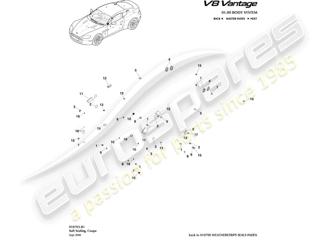 a part diagram from the aston martin v8 vantage (2018) parts catalogue