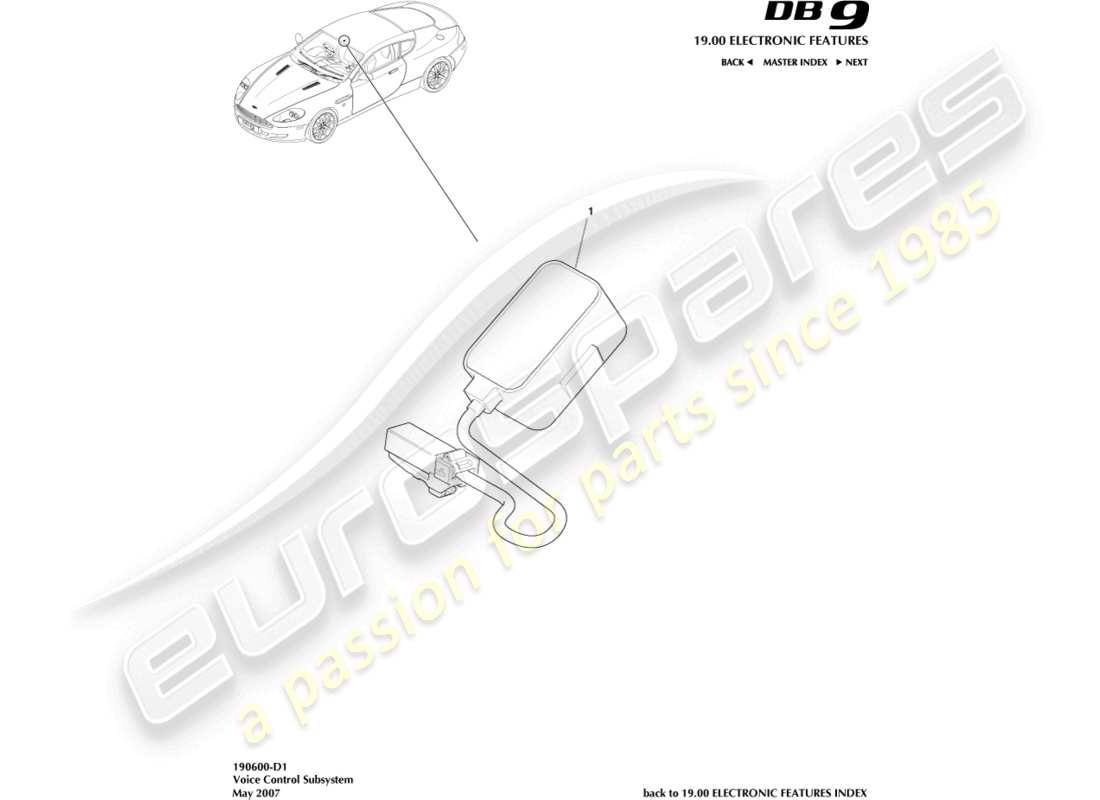 aston martin db9 (2012) voicecontrol subsystem part diagram