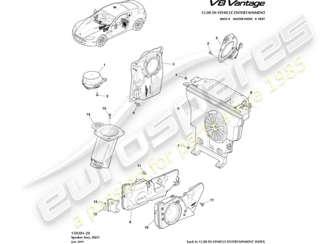 a part diagram from the aston martin v8 vantage (2013) parts catalogue