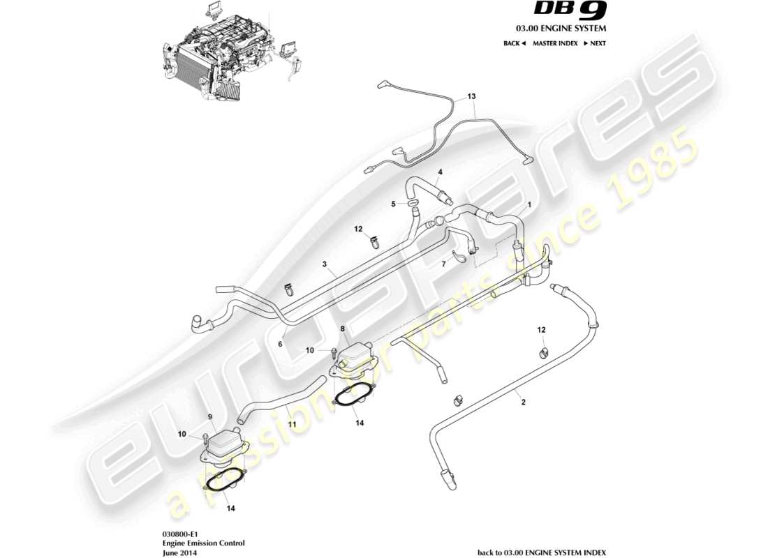 aston martin db9 (2007) emission control parts diagram