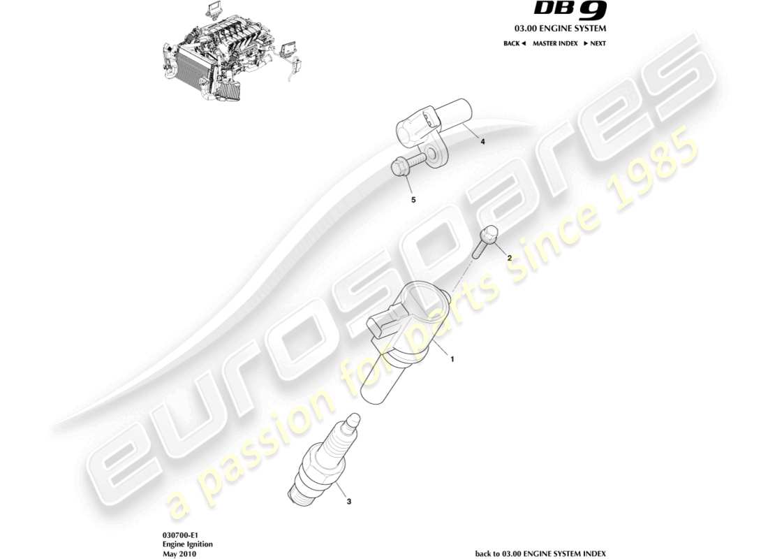 aston martin db9 (2007) ignition parts diagram