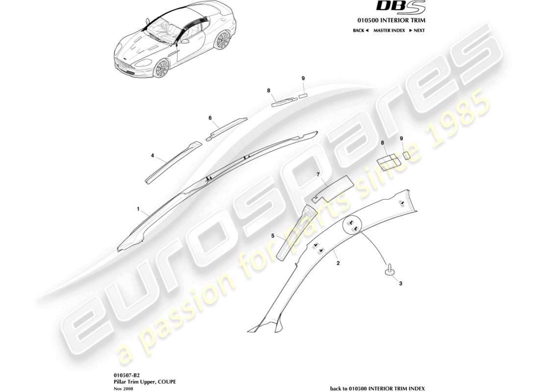 a part diagram from the aston martin dbs (2007) parts catalogue