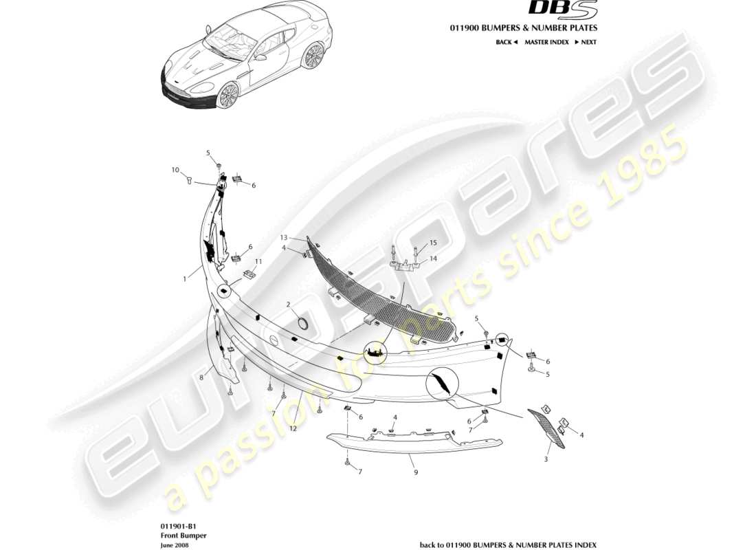 a part diagram from the aston martin dbs (2008) parts catalogue