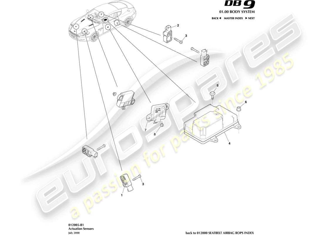 a part diagram from the aston martin db9 (2012) parts catalogue