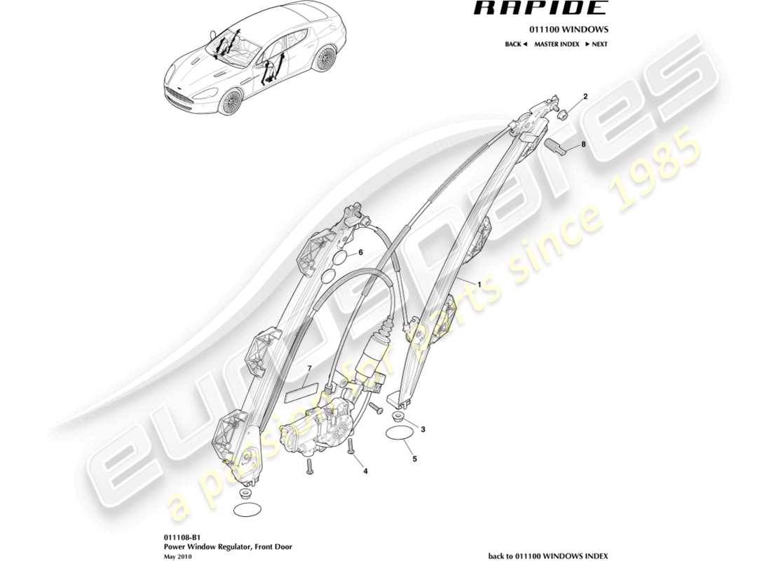 a part diagram from the aston martin rapide (2016) parts catalogue