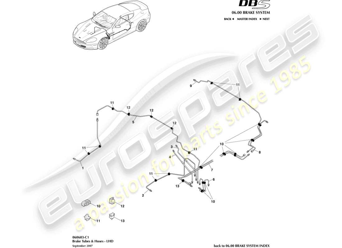 a part diagram from the aston martin dbs (2013) parts catalogue