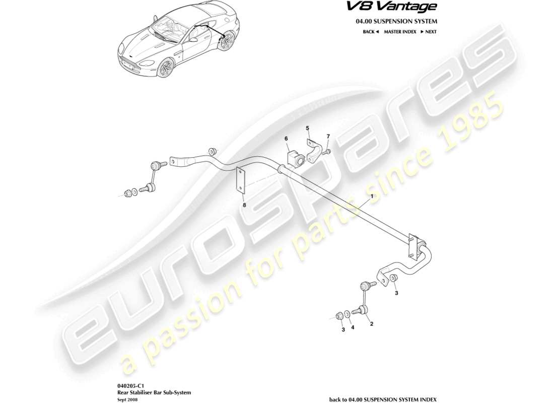 a part diagram from the aston martin v8 vantage (2014) parts catalogue