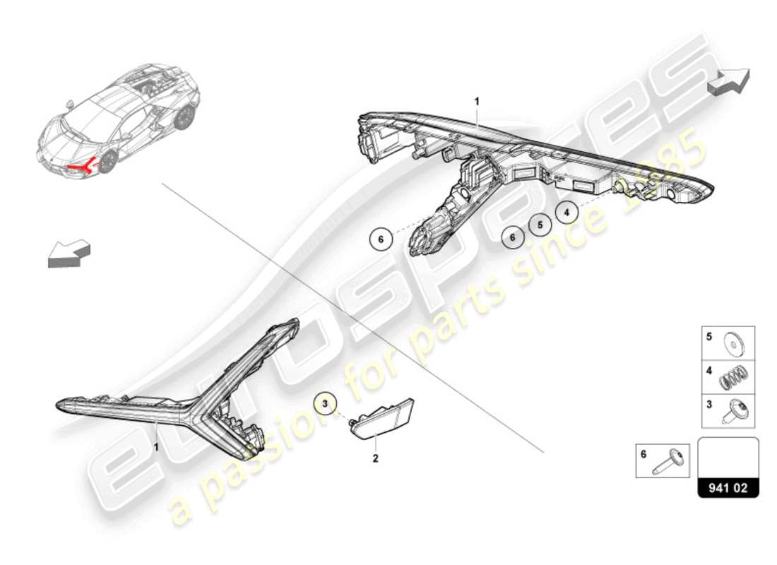 lamborghini revuelto coupe (2024) led headlight front part diagram