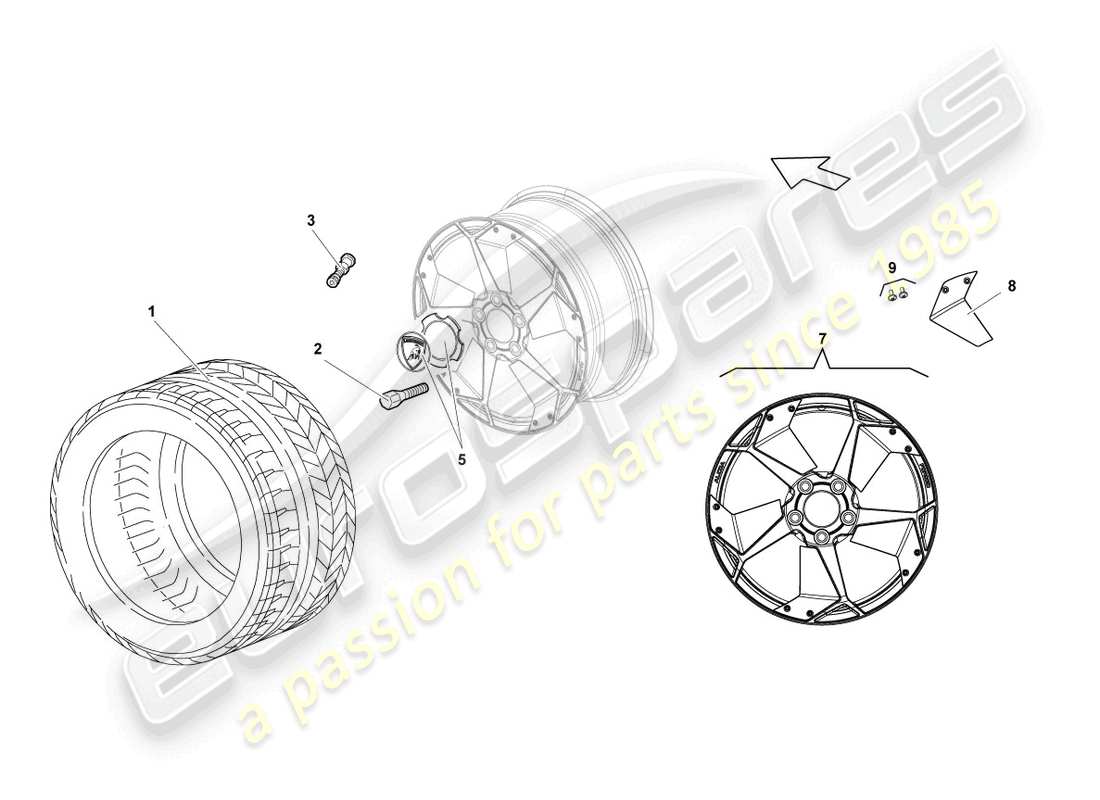 lamborghini reventon roadster aluminium rim front part diagram