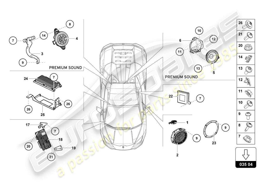 lamborghini evo spyder 2wd (2023) radio unit part diagram