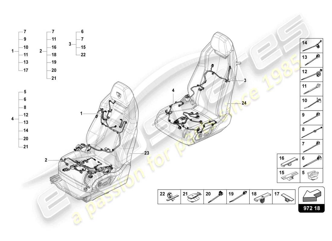 lamborghini urus (2019) wiring harness for electrically adjustable seat part diagram