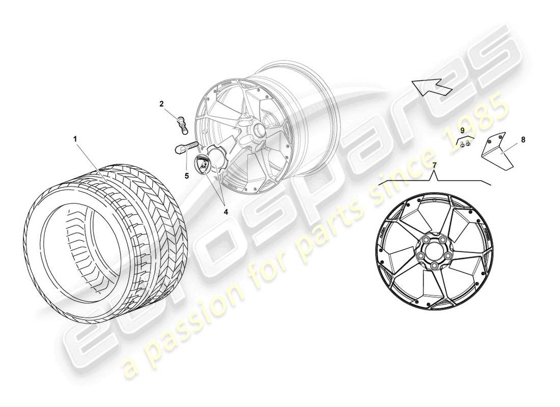 lamborghini reventon roadster aluminium rim rear part diagram