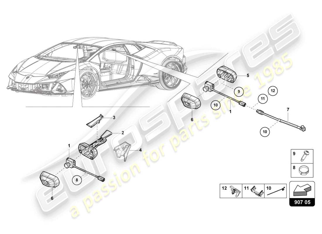 lamborghini tecnica (2024) electrical parts for video recording and telemetry system part diagram