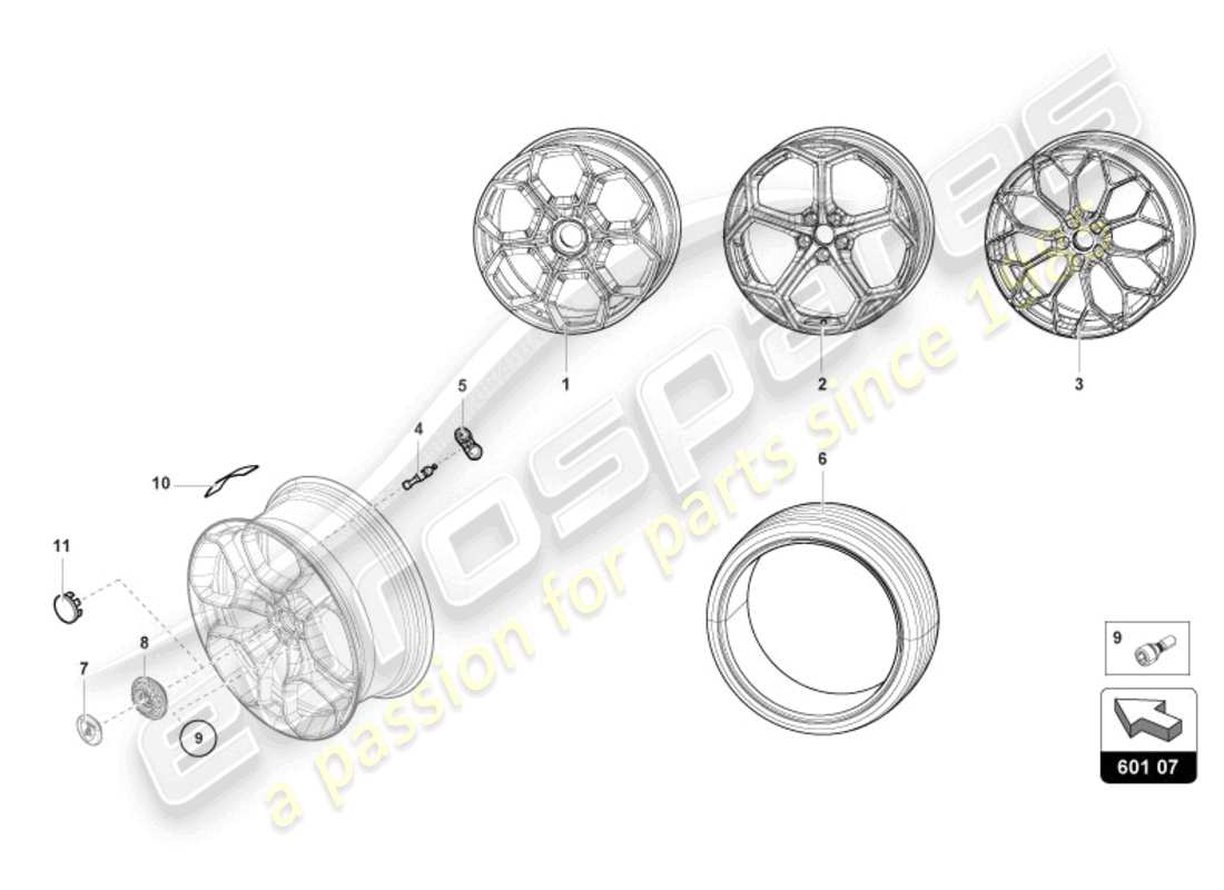 lamborghini tecnica (2024) wheels/tyres front part diagram