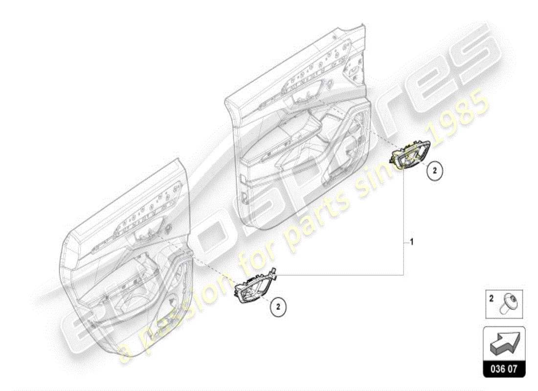 lamborghini urus s (accessories) door handle, inner part diagram