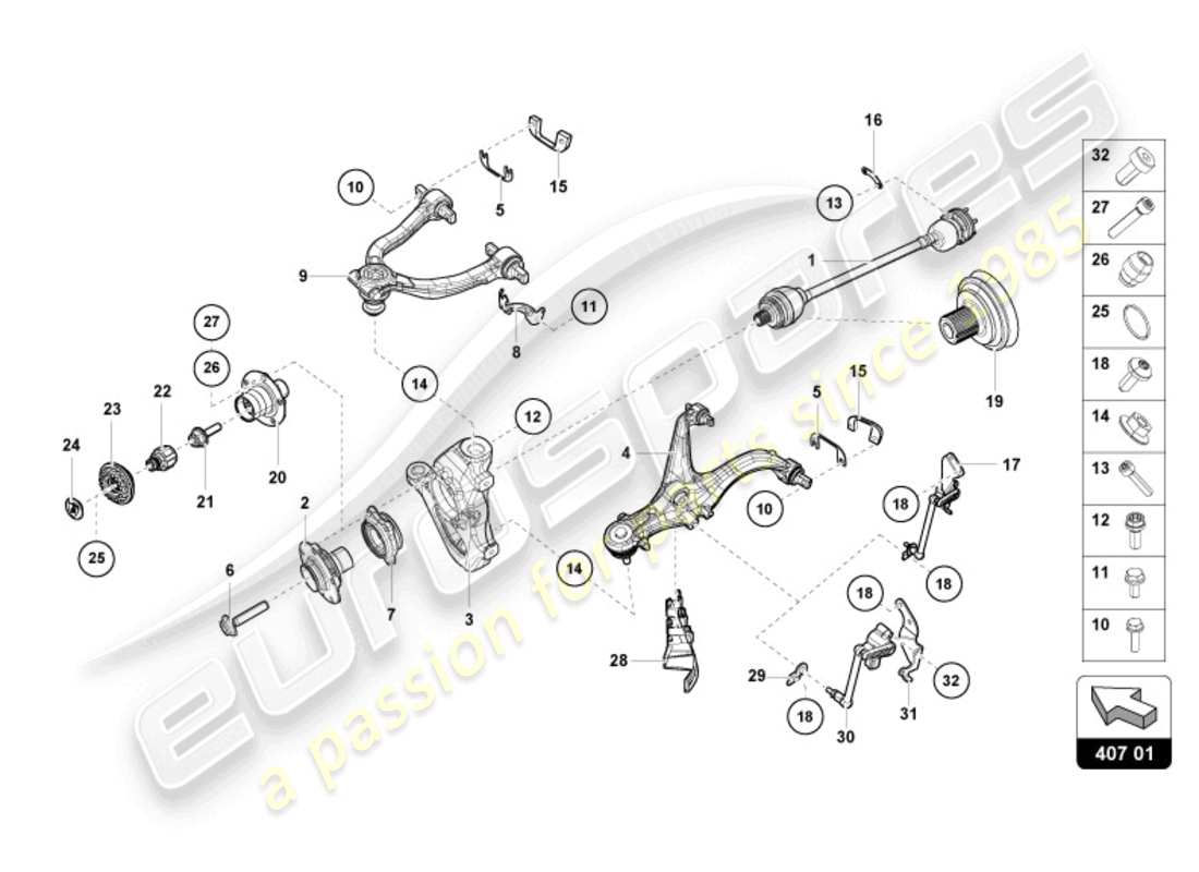 lamborghini tecnica (2024) axle shaft front part diagram