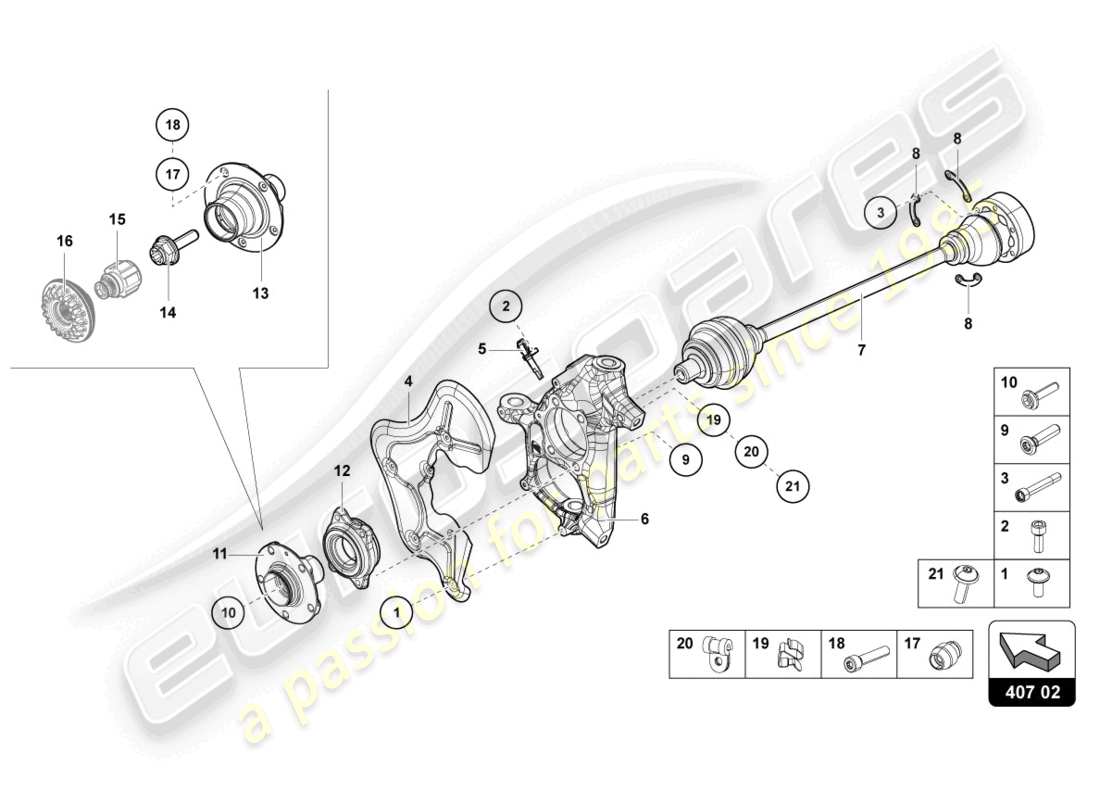 lamborghini ultimae (2022) drive shaft front part diagram