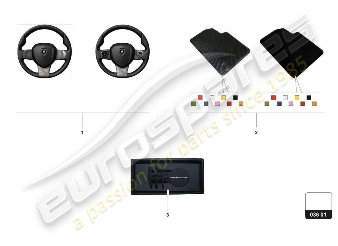 a part diagram from the lamborghini aventador ultimae roadster (accessories) parts catalogue