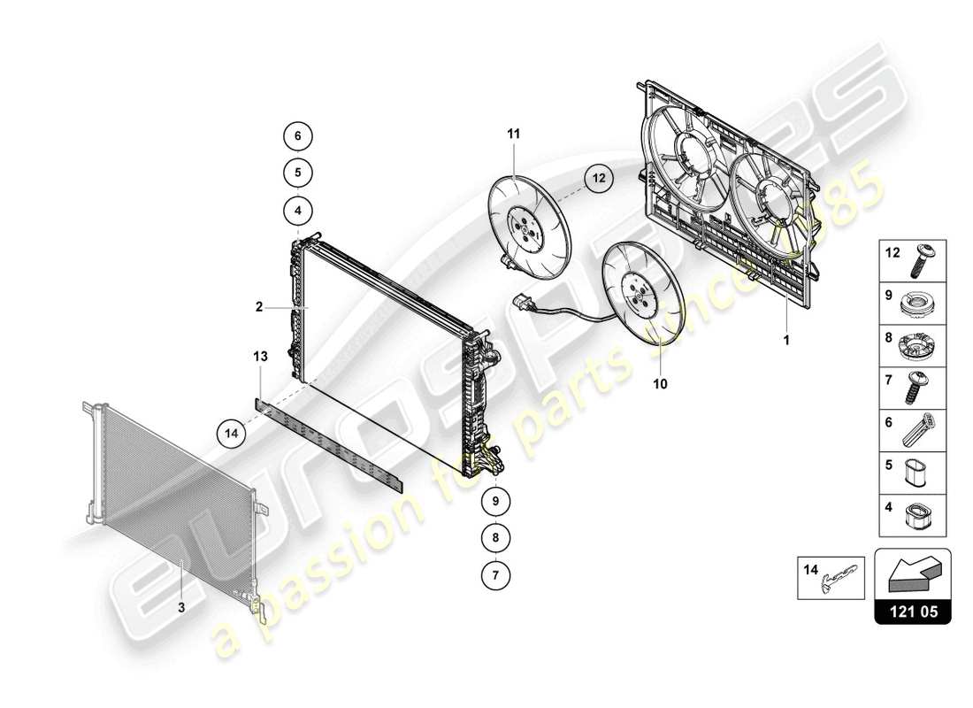 lamborghini urus (2019) radiator fan part diagram