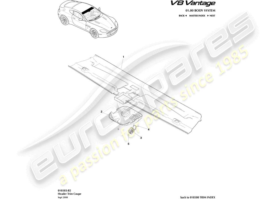 a part diagram from the aston martin v8 vantage (2010) parts catalogue